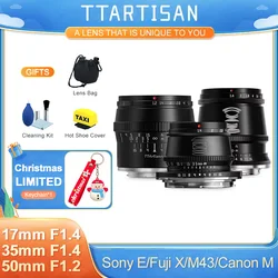 TTArtisan 17mm F1.4 35mm F1.4 50mm F1.2 APS-C Manual Focus Titanium Grey Portrait Photography Lens for Sony E Fuji X Canon M M43