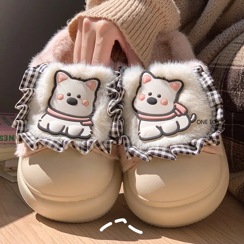 

Wholesale Cute Dog Women Slippers Indoor Fuzzy Women House Slippers Classic Cartoon Casual Home Shoes Warm Bedroom Animals Shoes