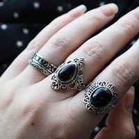 1 Pc Fashion Onyx Gemstone Gorgeous Black Ring Women Party Holiday