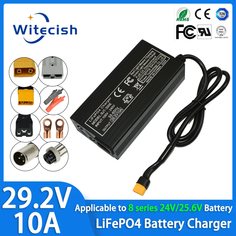 29.2 فولت 10A LifePO4 شاحن بطارية الألومنيوم الحال بالنسبة 8S 24 فولت 25.6 فولت بطارية ليثيوم فوسفات الحديد شاحن سريع مع أندرسون XT60