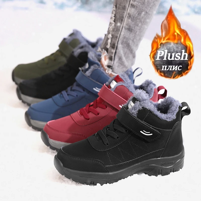 Damen-Schneestiefel, wasserdicht, warm, mit Plüschfutter, rutschfeste Sohle, niedriger Absatz, knöchelhoch, stilvoll, zweifarbig, für den Winter, unverzichtbare Freizeitschuhe