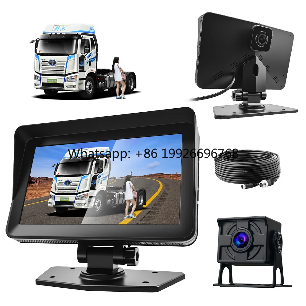 7-Inch Truck Dash Cam, HD 1024x600 Driving Recorder Camera System with 24H Loop Recording & Car Reversing Aid for Cars/Taxi/Van