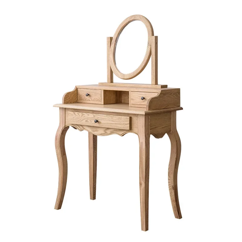 

American country oak solid wood dressing table with drawers small apartment simple