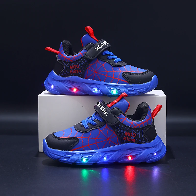 MGO KIDSS Spring and Autumn New Children's Shoes with Lights 21-36 Yards Children's Shoes Glow Shoes for Boys and Girls Running