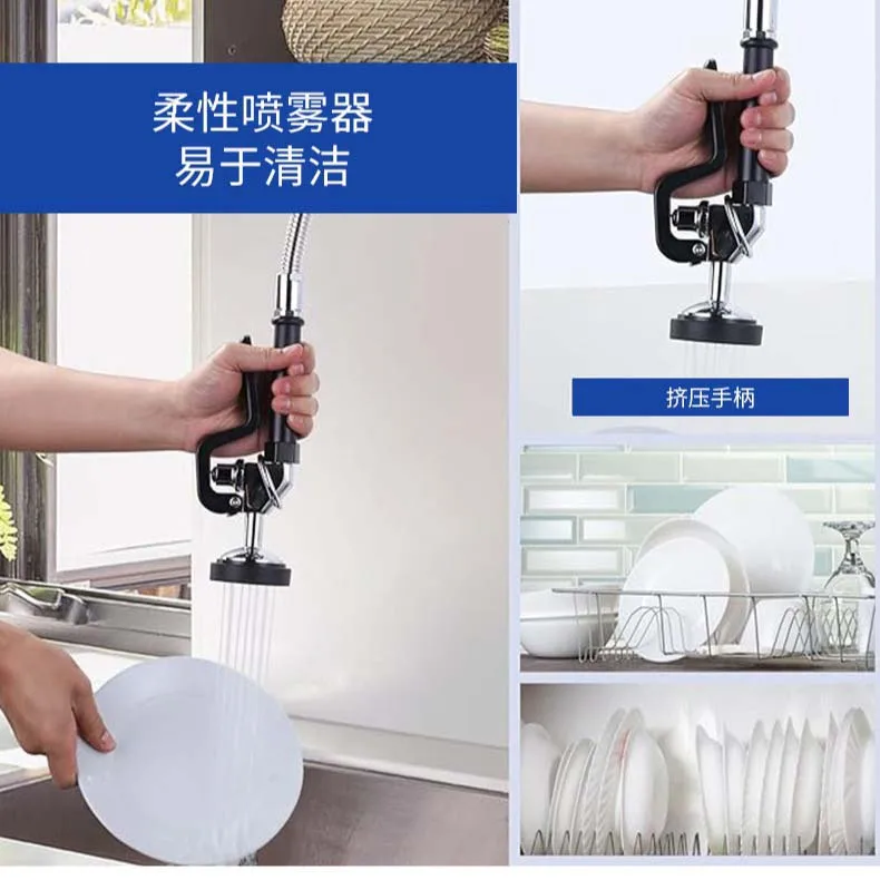 Robinet de cuisine commercial au Design moderne de haute qualité, robinet d'évier chaud et froid monté sur le pont en laiton, caractéristique Flexible, noyau de Valve en céramique