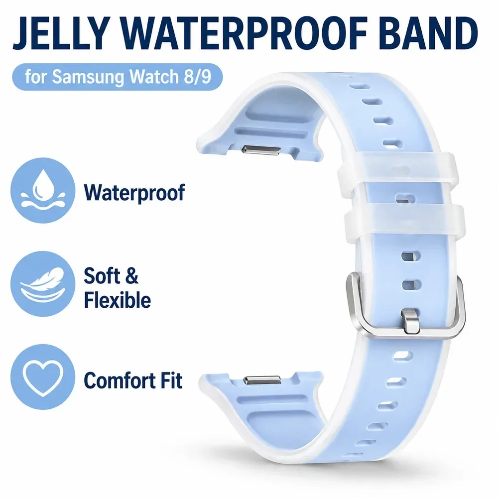 2-in-1-Schutzhülle + Armband für Samsung Galaxy Watch 8 9 40 mm 44 mm, Displayschutz aus Glas/hohler Schutzrahmen, Sport-Silikonarmband für Galaxy Watch 9/8 – Detail 2