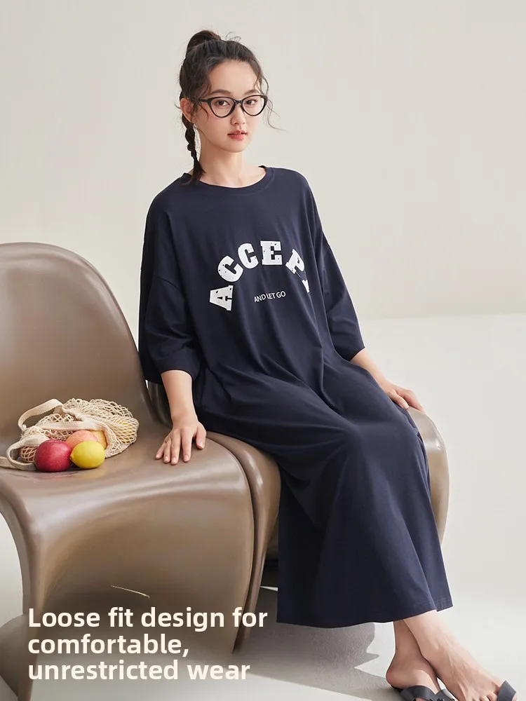 anziban-women's-long-sleep-dress-summer-thin-modal-cotton-loose-casual-wearable-midi-skirt-nightgown-comfortable-breathable