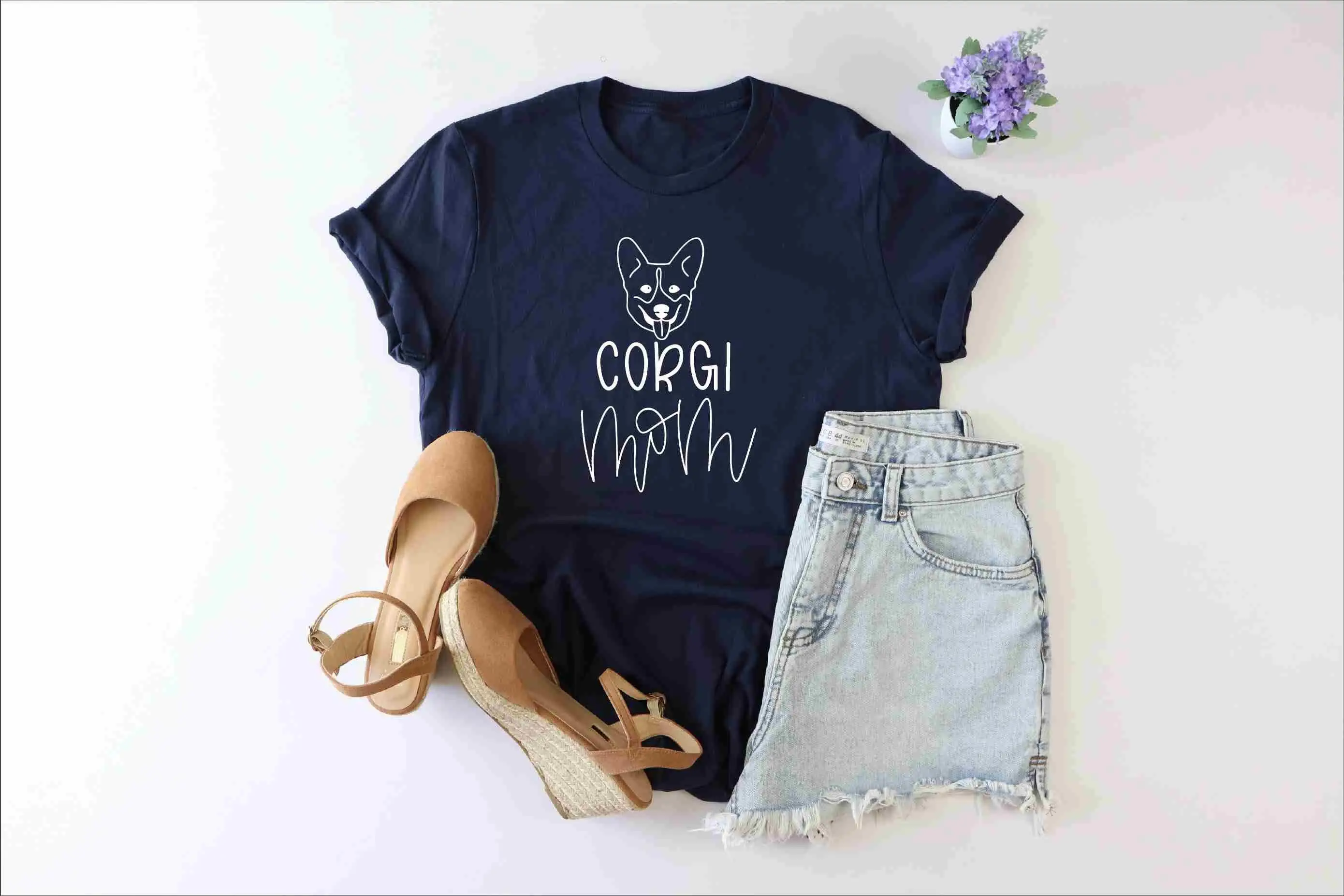 Corgi Mom T Shirt Dog Lover For Women Cute s