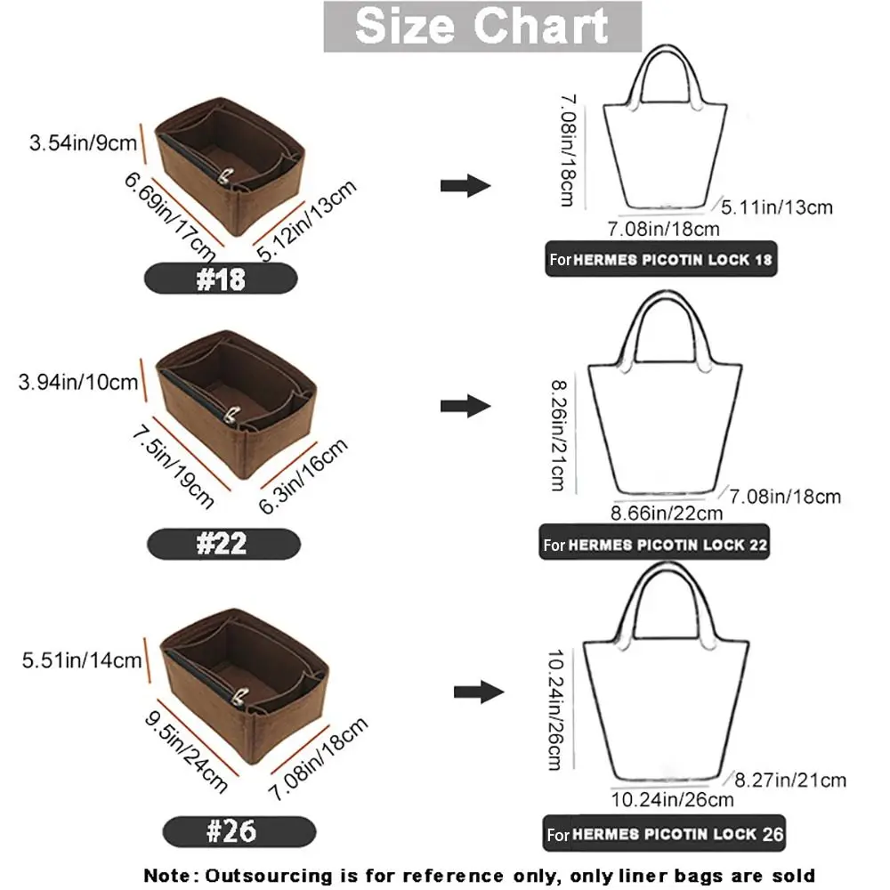 ورأى حقيبة يد إدراج حقيبة سعة كبيرة متعددة جيب محفظة بطانة حقيبة دعم المحمولة حقيبة داخلية لقفل بيكوتين 18/22/26 #6