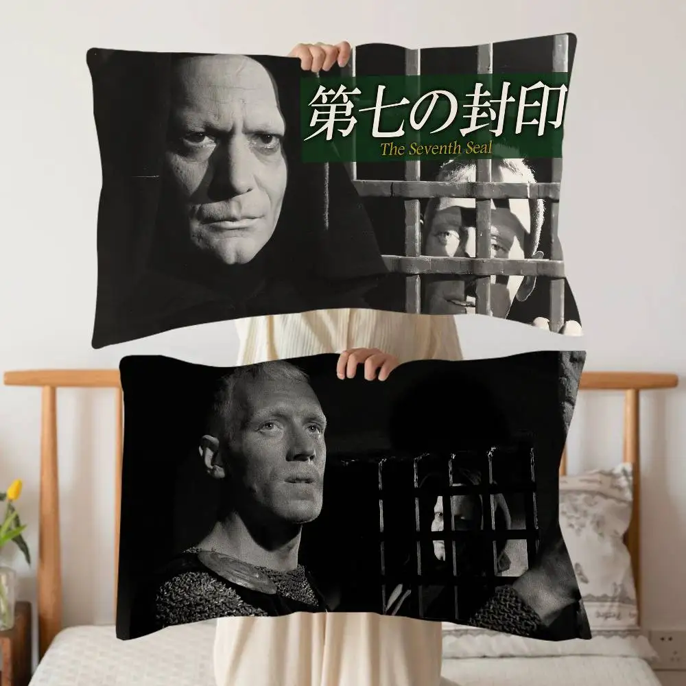 Movie T-The S-Seventh S-Seal Quick-Dry Polyester Pillow Towel - Anti-Head Oil & Odor-Resistant for Adult Daily Use