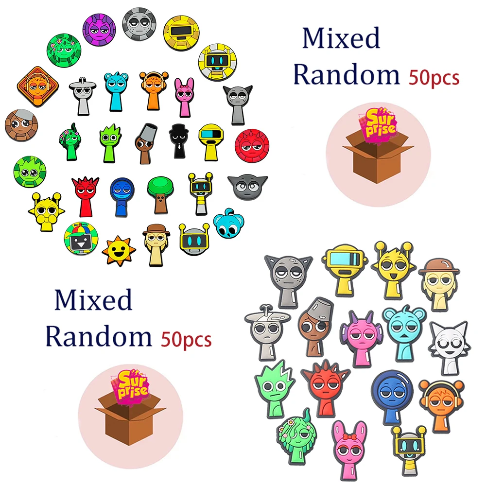 Bestseller 16-100 Stück Cartoon Sprunki Spiel-Serie PVC Schuh-Charms Zubehör für Sandalen DIY Abnehmbare Schuh-Dekorationen – Detail 13