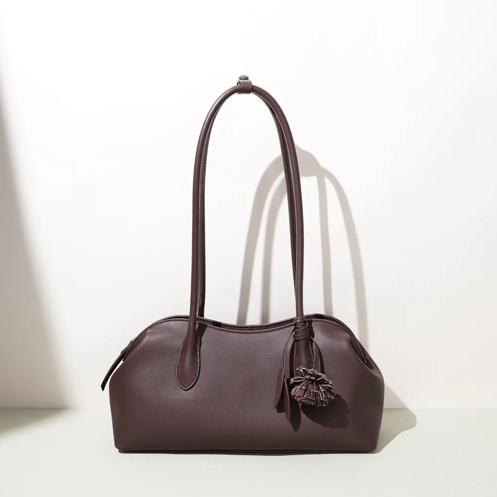 2026 Autumn and Winter Premium Niche Shoulder Fashion Casual Minimalist Light Luxury Pillow Handbag First Layer Cowhide Bag