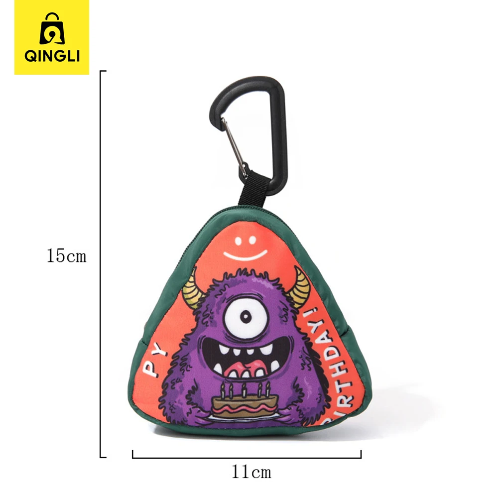 Monedero de monstruo de dibujos animados para hombres y mujeres, Mini billetera de tela impermeable para exteriores, bolso de llave de coche triangular, llavero colgante, nuevo