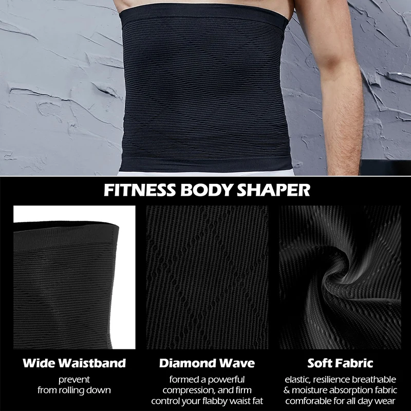 Mens Tummy Control Shapewear Compression Waist Cincher Slimming Body Shaper Belly Fat Girdle Stomach Band Back Support Belt