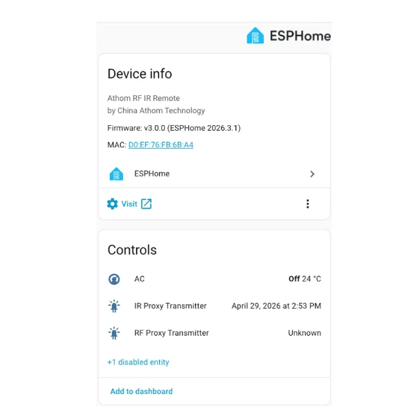 IoTorero Zaprojektowany dla ESPHome ESP32 Mostek IR + RF 433MHz Odbiornik Nadajnik Współpracuje z Home Assistant — zdjęcie produktu 2