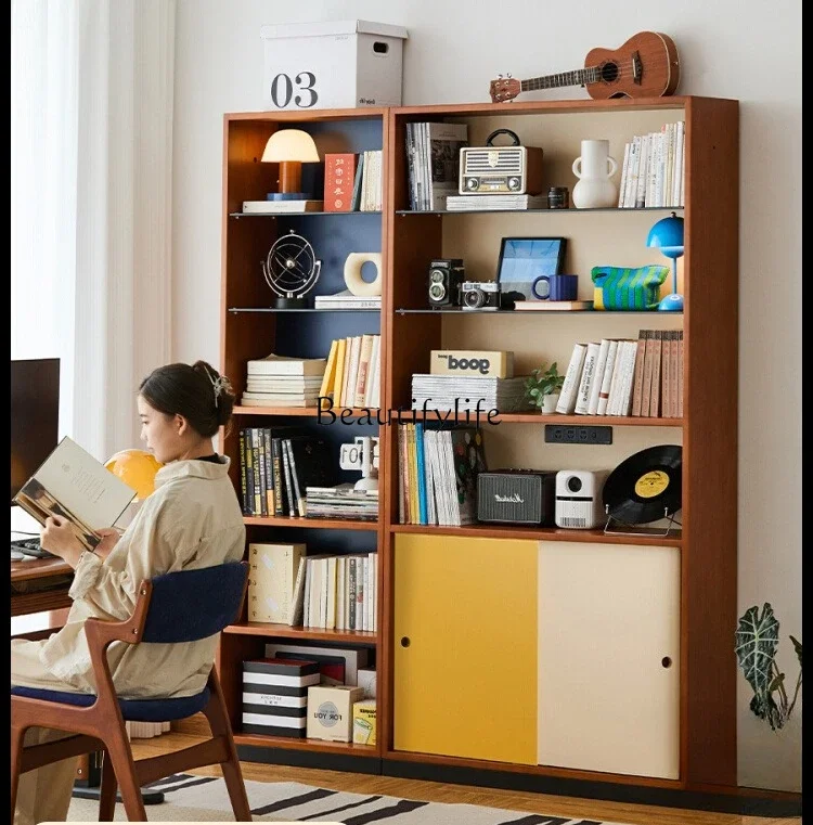 

12Solid Wood Display Combination High Narrow Cabinet with Doors for Storage in Medieval Style