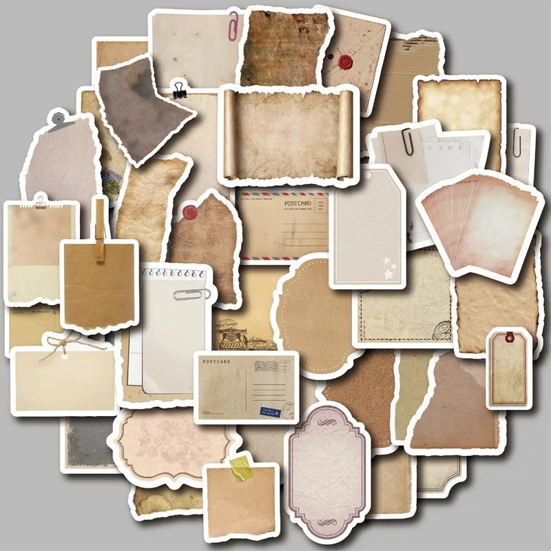 40PCS Stamp Effect Style 3 Scrapbooking Stickers - Vintage Text Design for Girls' Journals RecordingYourLife Store