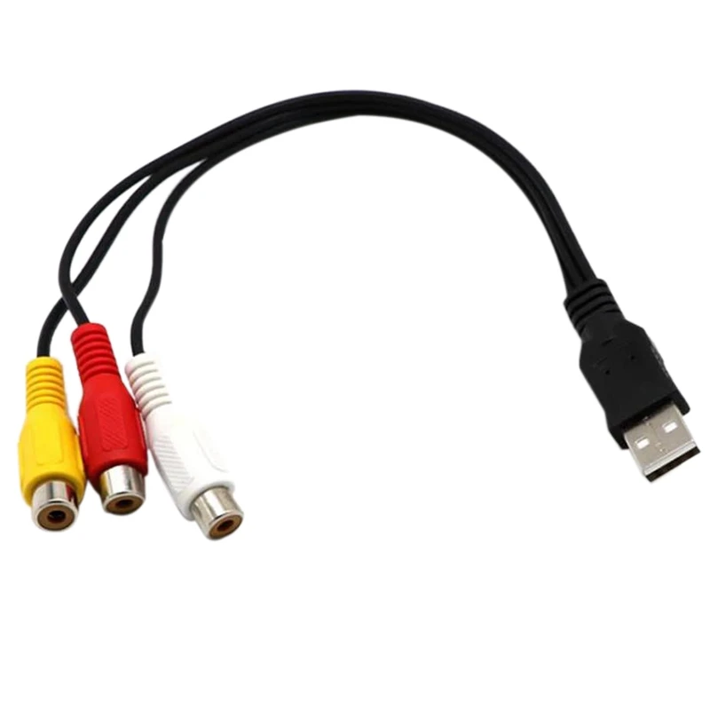 USB to 3RCA Cable USB Female to 3 RCA Rgb Video AV Composite Adapter Converter Cable Cord Connector Lead for TV PC DVR