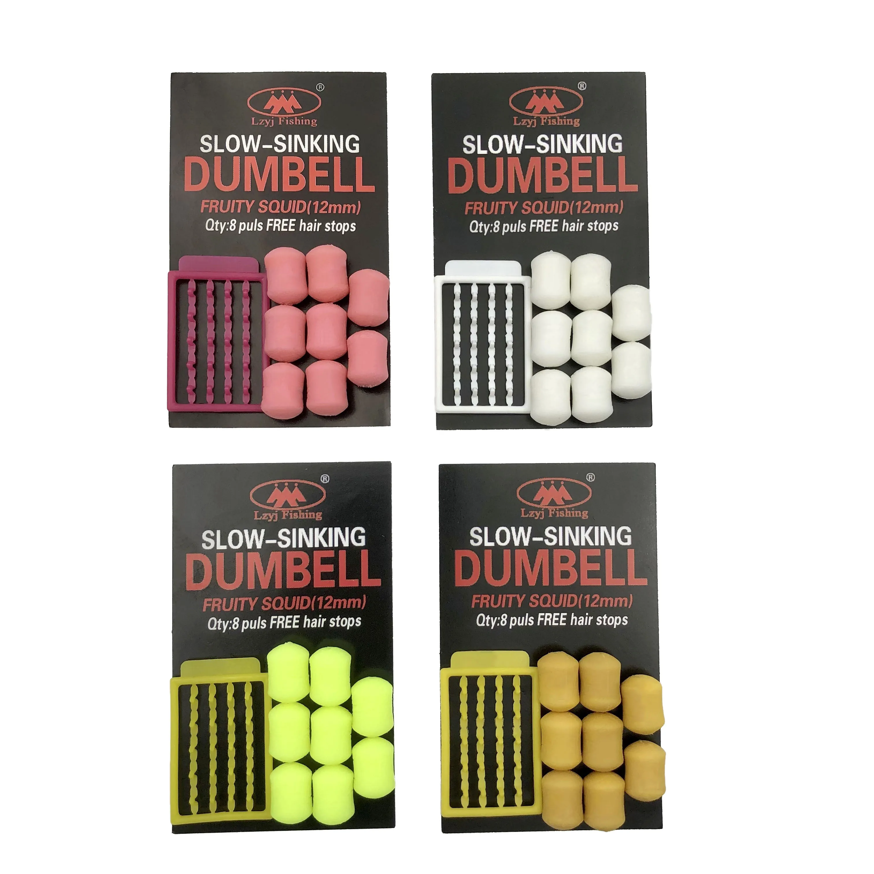 8pcs/Pack 12 Mm Slow Sinking FRUITY SQUID FLAVOUR Fake Food Plastic Baits Dumbells Bait For Carp Fishing Artificial Bait