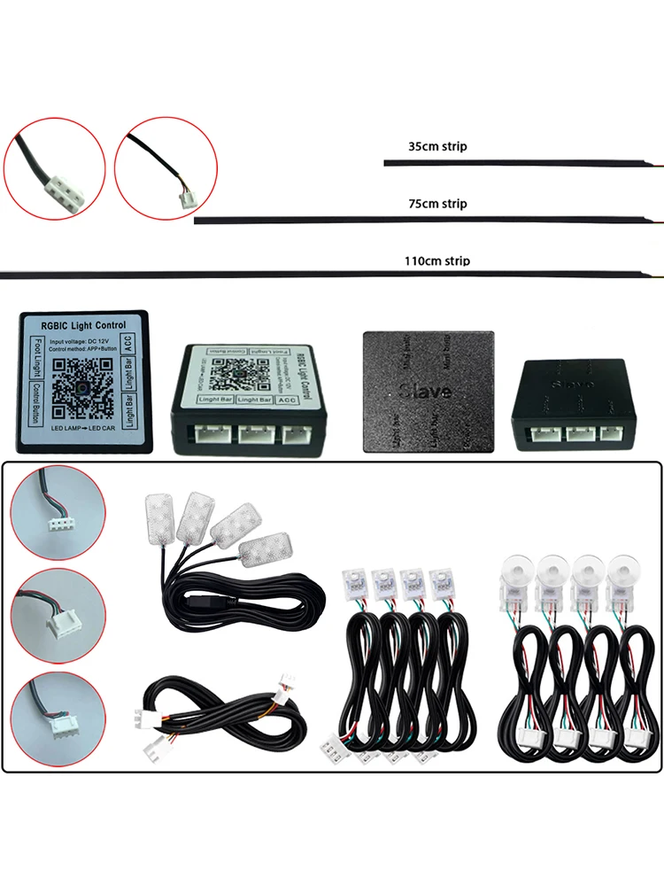 18-in-1 RGBIC Symphony LED Auto-Ambientebeleuchtung Zubehör Ersatzteile für Hauptsteuergerät Innenraumdekorationslampe