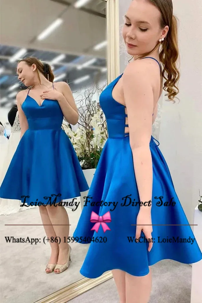 Royal Blue Short Graduation Dresses Sexy Above Knee Length Prom Party Gowns For Women Formal Plus Size Vestidos de graduación