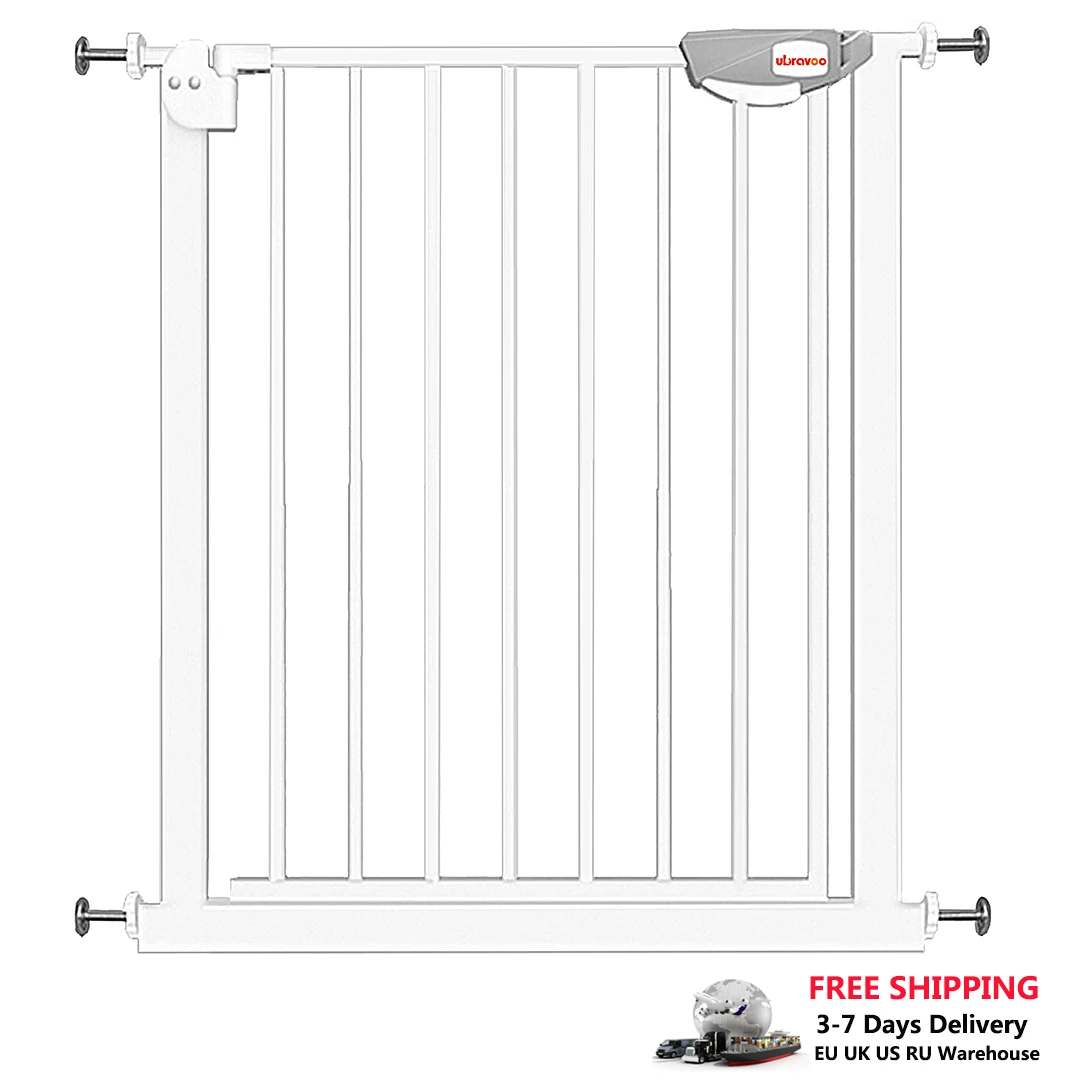 UBRAVOO Baby Gate for Doors and Stairs, Height 100 cm, Safety Pet Gate,  Automatic Closure, Triple Locking, JLB-MD01