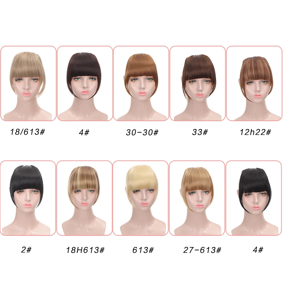 AS Synthetic Bangs Hair Clip In Extensions Natural Fringe Bangs Clip In Front Neat Flat Bang Short Straight Hair piece Bangs