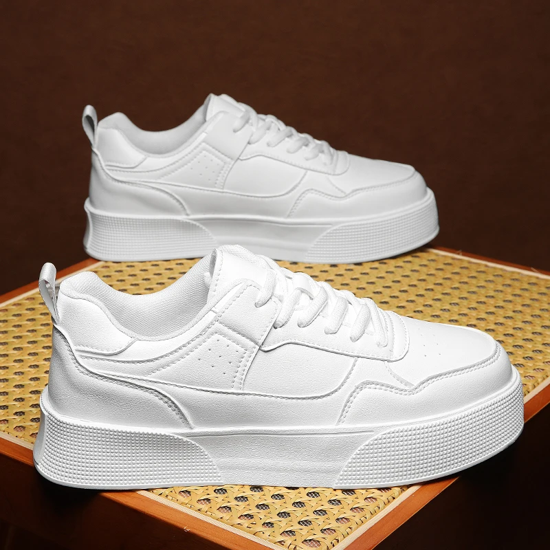 2025 Trend Men\'s Sneakers Designer Platform Sports Shoes Men Comfortable Leather Skateboard Shoe Man White Casual Sneaker 39-47