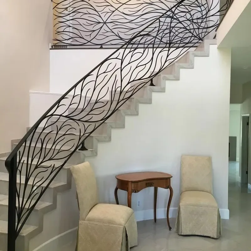 Modern Interior Wrought Iron Stair Railing Steel Staircase Handrail Factory Direct Sale Contemporary Design Durable Metal
