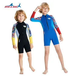 Children's Warm Diving Suit 2.5MM Neoprene One Piece Long Sleeved Cartoon Wetsuit Outdoor Snorkeling Surfing Swimming Swimsuit