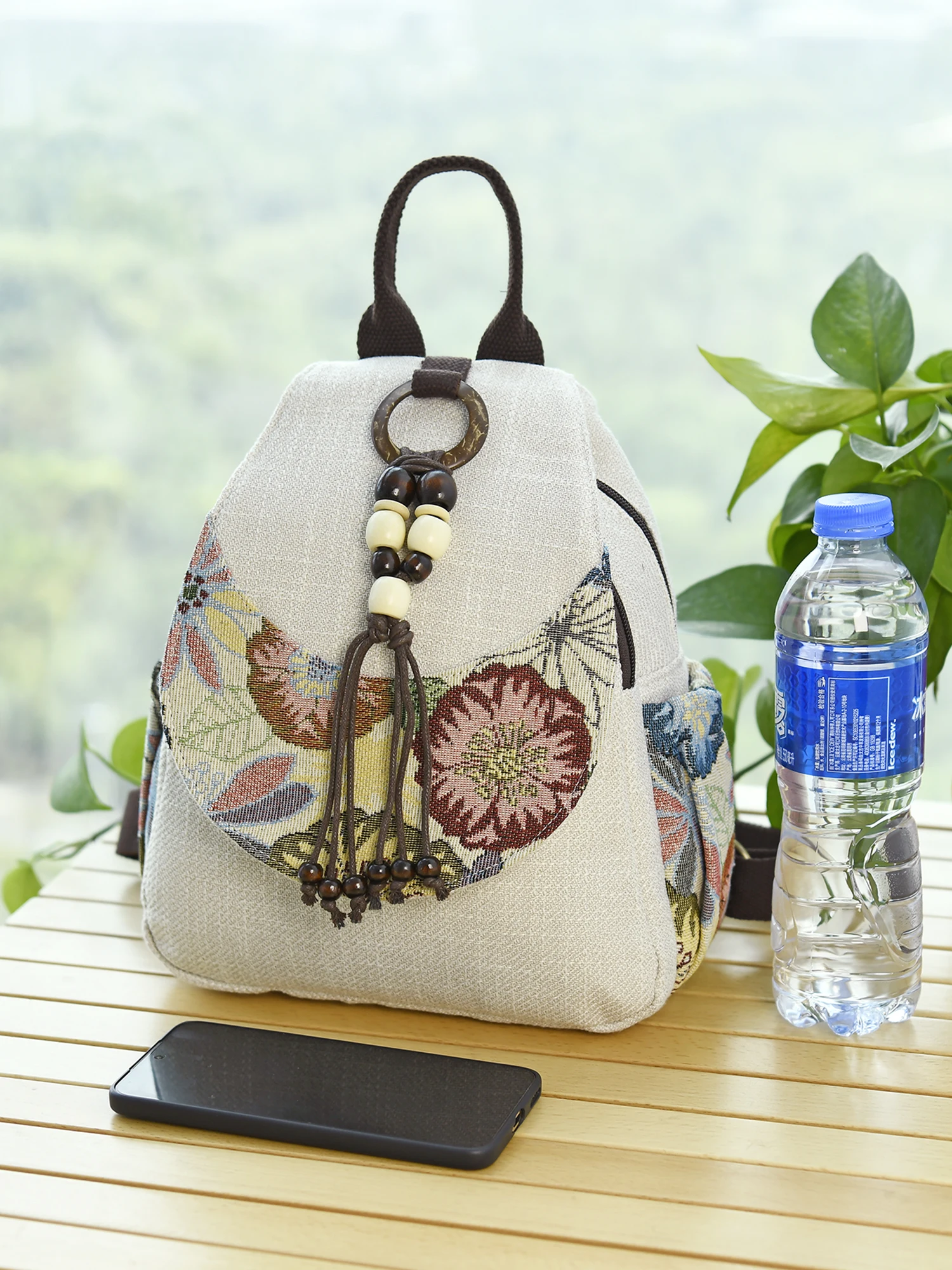 Faionable Large Capaci Casual Travel Women's Bapa Double oulder Ethnic Sle Bapa Soft Canvas Strap Travel Bag