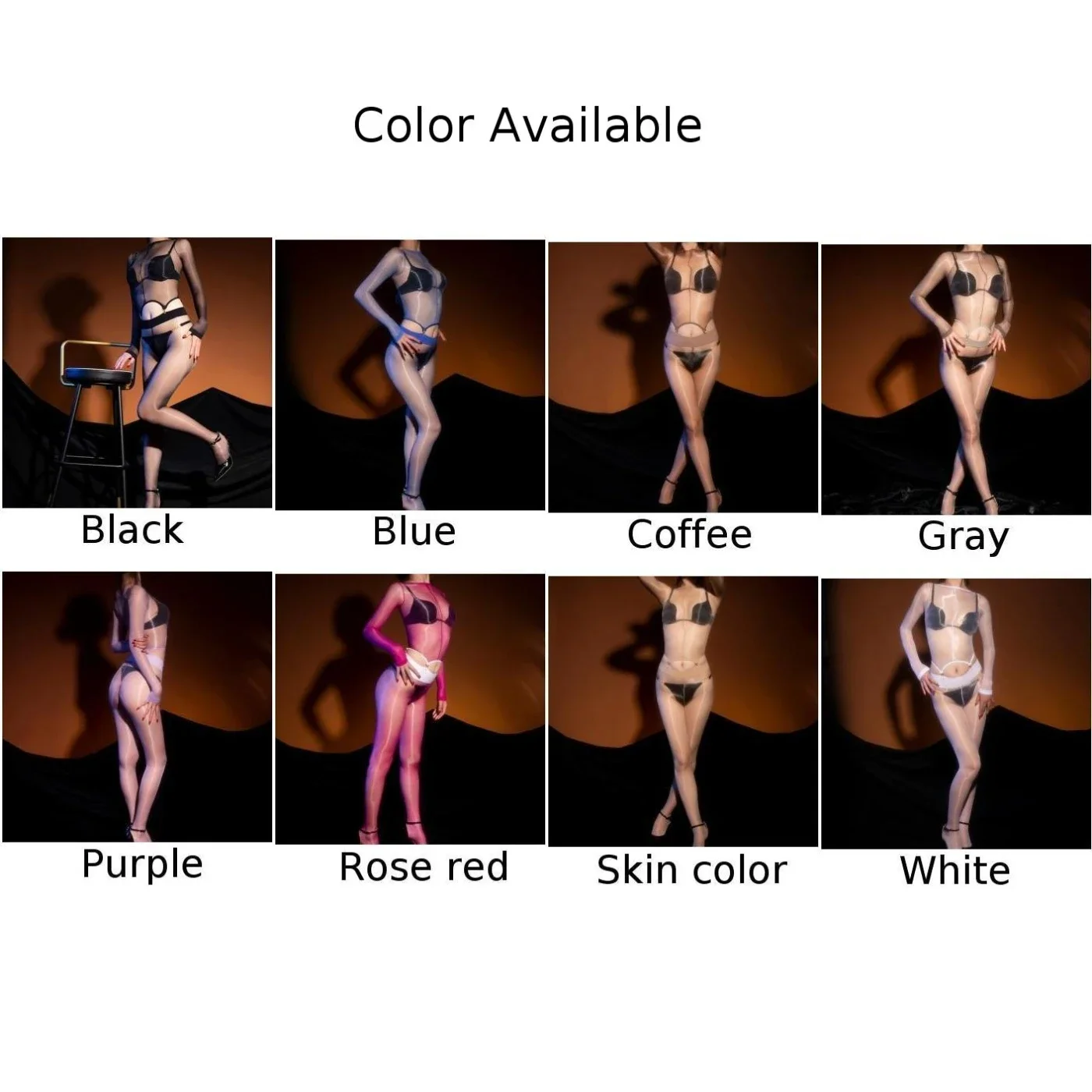 Bodysuit wanita ultratipis meskipun terlihat seksi berminyak halus transparan Bodystocking atasan celana ketat warna Solid nyaman