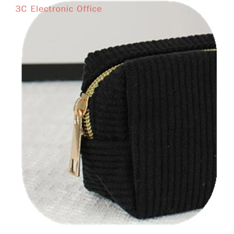 

Vintage Solid Color Corduroy Pencil Case Large Capacity Stationery Storage Bag For School Office Supplies