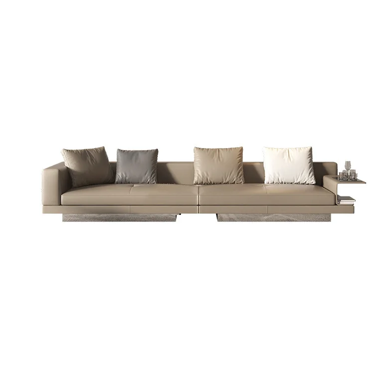 &c Italy Modern Simple Straight Sofa Set Living Room Furniture First Layer Leather Leather Sofa