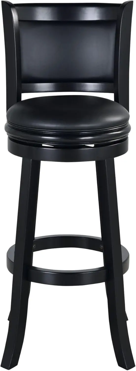 Extra Tall Swivel Bar Stool, 34-Inch Height, Black Faux Leather for Kitchen or Bar