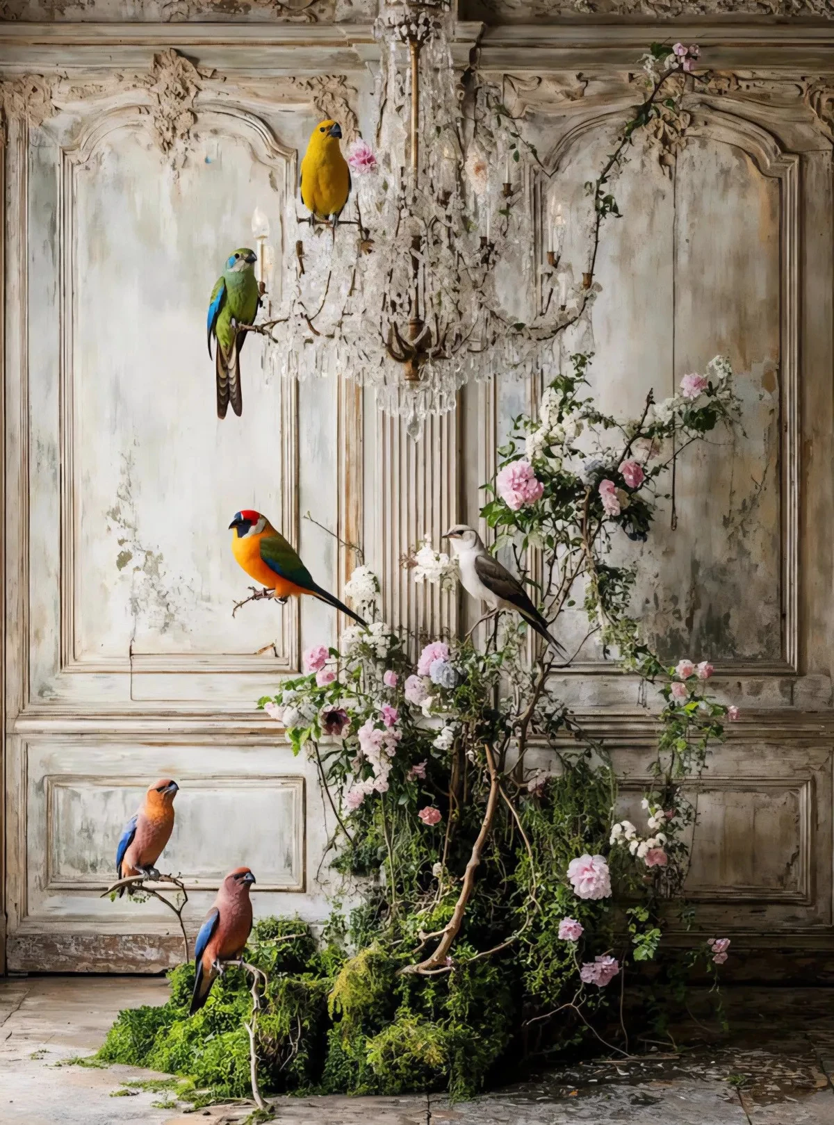 

500/1000/1200/2000 PCS Jigsaw Puzzles Bird on the Chandelier Scenery Family Activity Games for Gameroom Bedroom Gift Home Decor