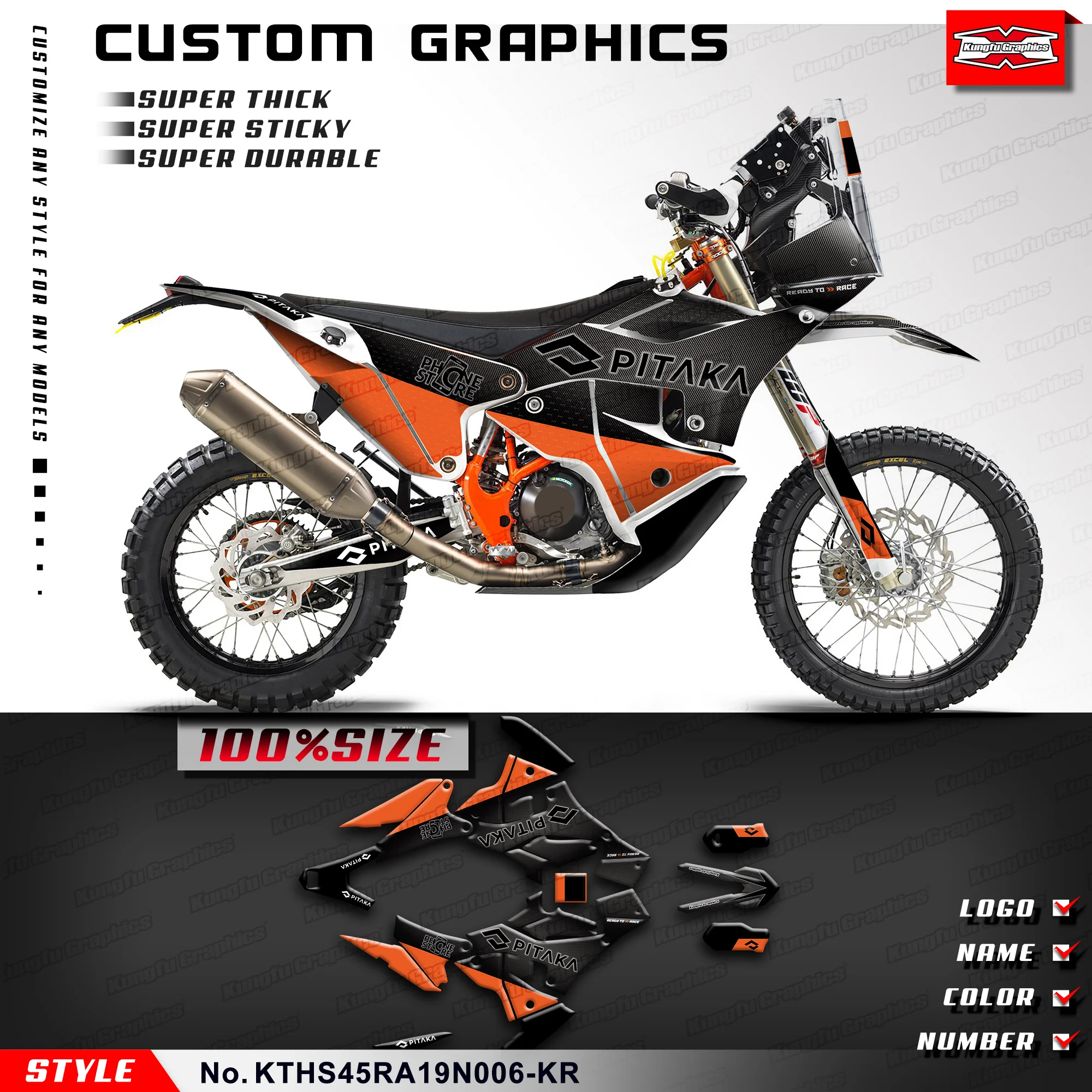 

Наклейка KUNGFU GRAPHICS Racing для KTM Husqvarna Rally 450 2019 2020 2021 2022 2023, KTHS45RA19N006-KR