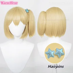 W magazynie Włosy syntetyczne Anime Yachi Hitoka Krótkie 30cm Ciepła złota peruka do cosplay Włosy termoodporne Peruki na imprezę Halloween + Czapka z peruką