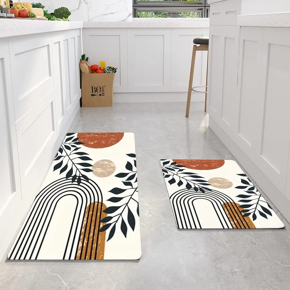 1PC, leaf idyllic ins wind bedroom door carpet mat, absorbent non-slip kitchen bathroom bathroom floor mat, can wash home decora