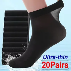10/20 Pairs Summer Socks Men Anti Slip Absorbent Soft Thin Breathable Socks Transparent Fashion Silk Stockings