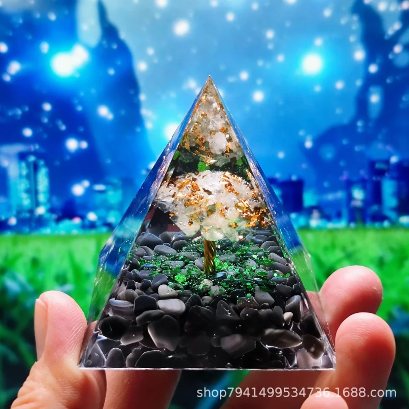 

Ogen Energy Crystal Ball Gravel Pyramid Home Crafts Resin Decorations Desktop Decoration Dream Come True