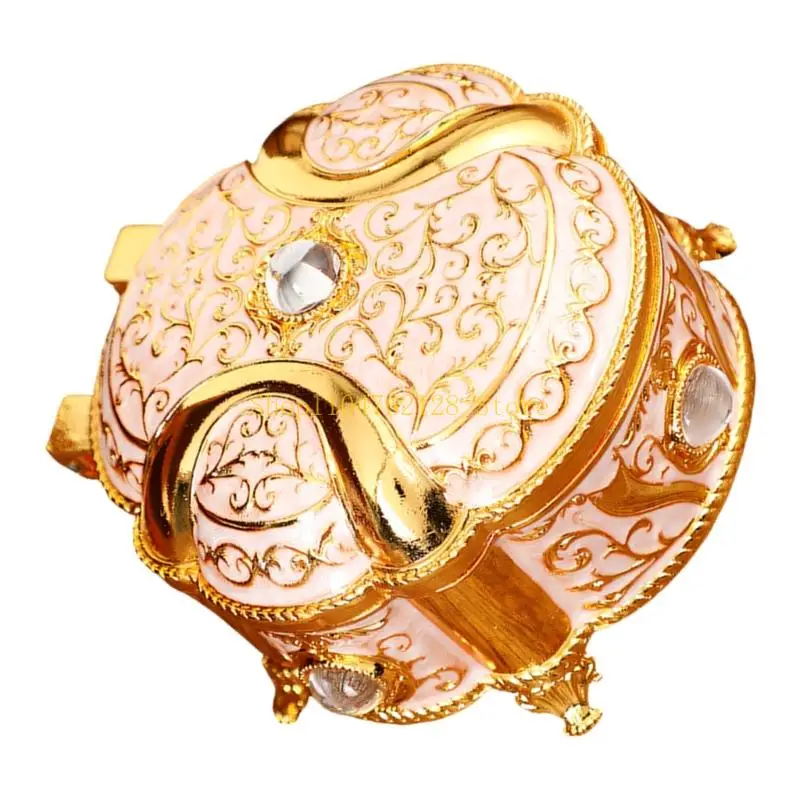 Round Enamel Trinket Box Zinc Alloy Craftsmanship Shelf Decoration Jewelry Case best sale