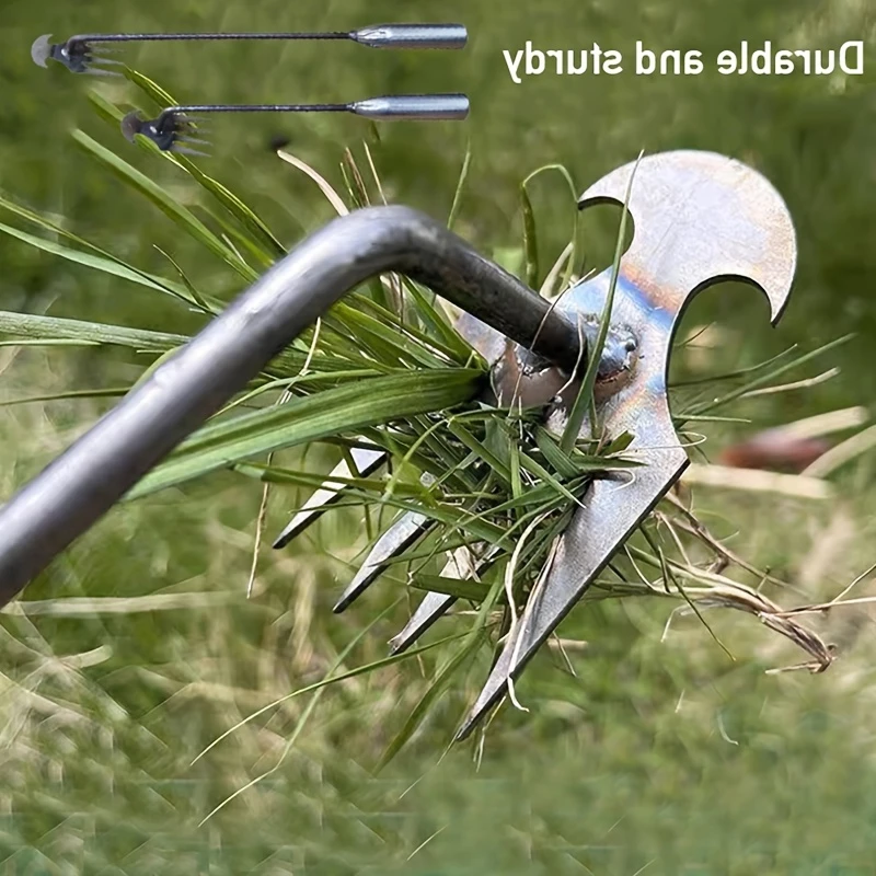 Extractor de malas hierbas pequeño con 4 dientes, herramientas manuales de jardinería, herramienta removedora de malas hierbas para herramienta ergonómica de desmalezado de patio (la manija puede ser 1 ud.
