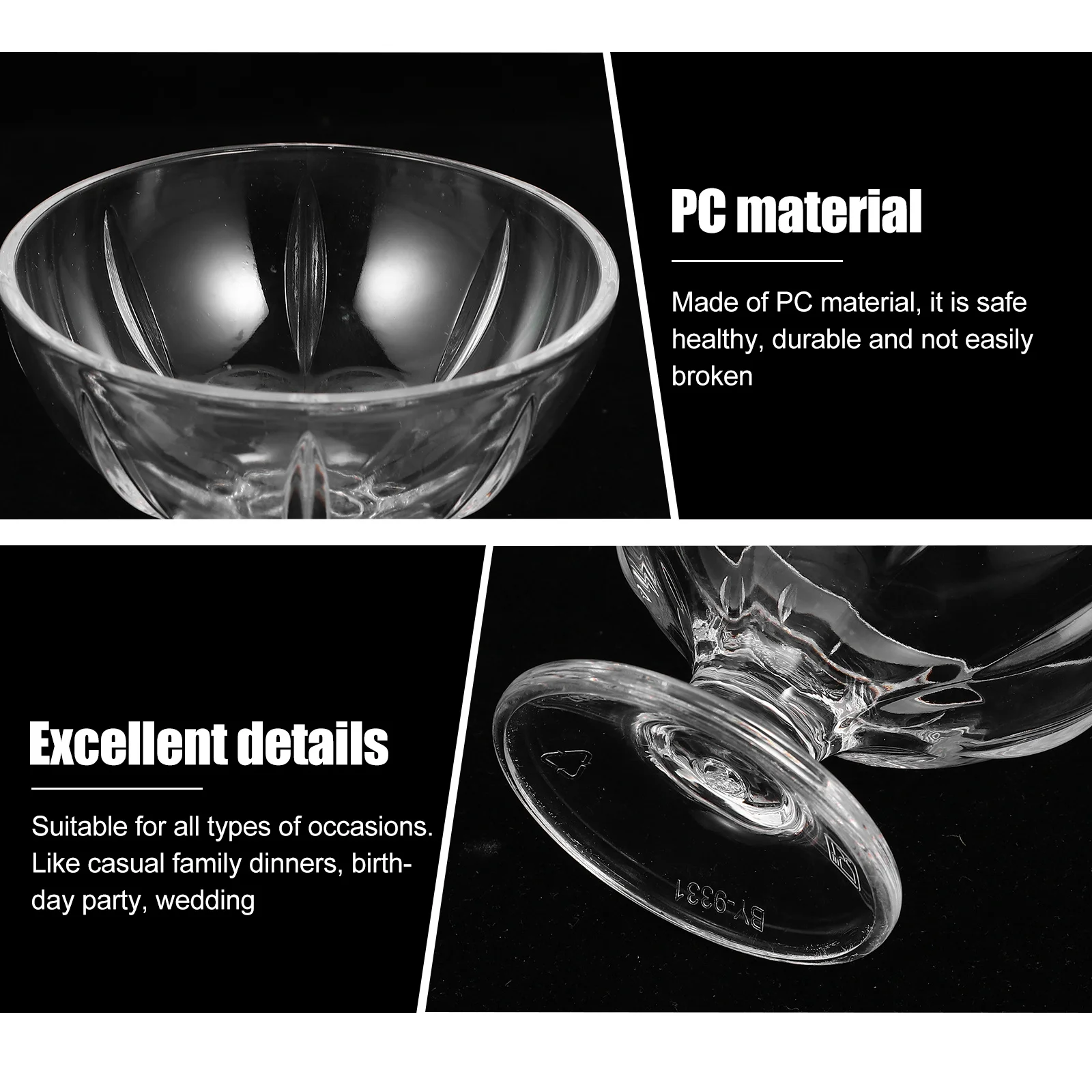 

4Pcs Ice Cream Dessert Cups Transparent Plastic High Base Pudding Serving Bowls for Parties Family Use Juice Milkshake Drinks