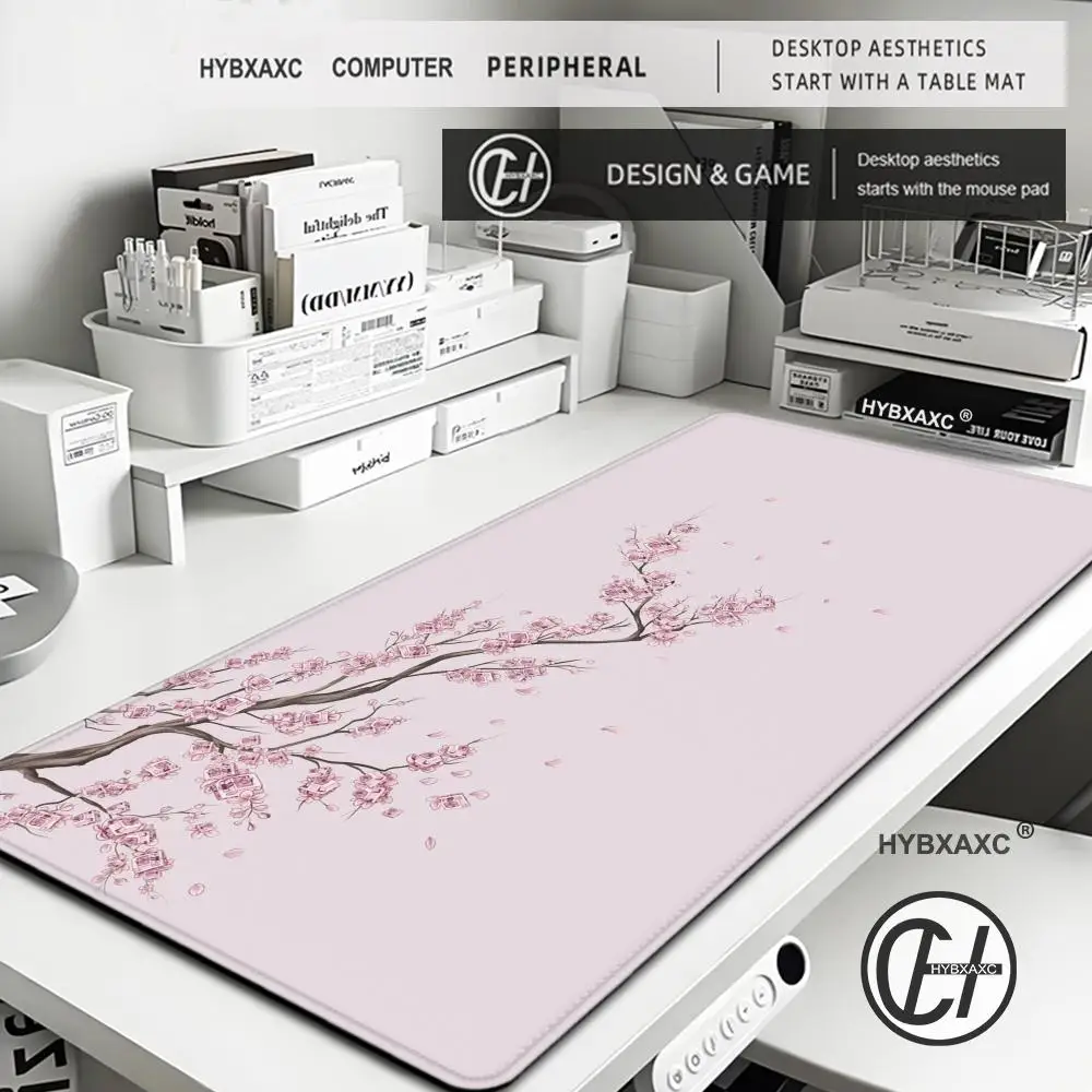 Japanese style Gaming Mouse Pad Pink Sakura Mousepads Black White XXL Large Desk Mat Torii Art Mouse Mats Rugs for Laptop Gamer