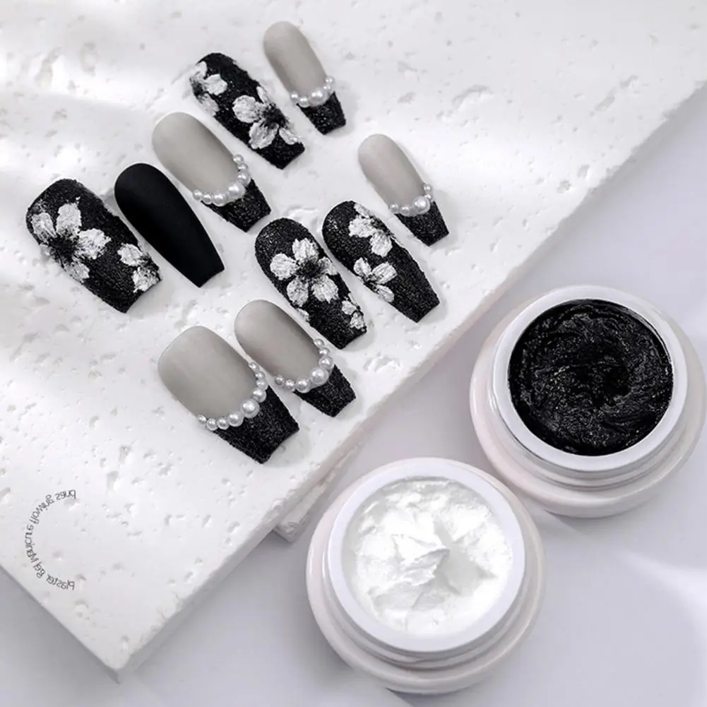 

3D Acrylic Engraved Drawing Nail Gel Polish 3D Plaster Effect Gypsum Glue DIY Manicure Gel No Need Top Coat Decoration