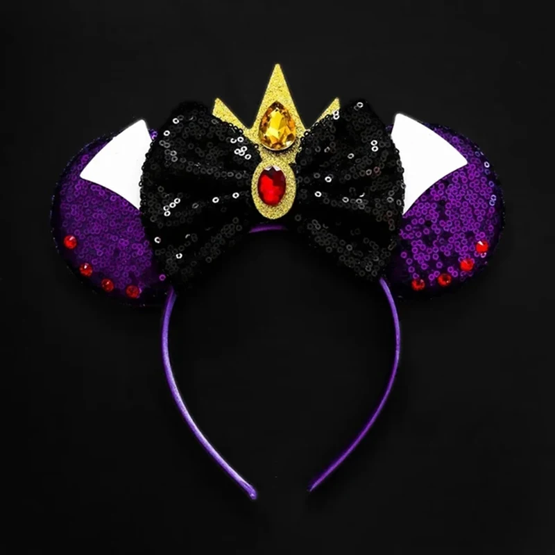 2024 Mickey Mouse Ears Headband Sequins 5"Hair Bow Halloween Festival Party Cosplay Hairband Women Gift Kids Hair Accessories