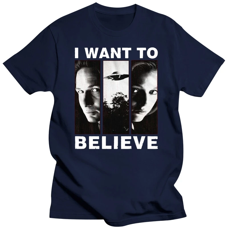 X-Files Men'S Short Sleeve T-Shirt Red Heather I Want To Believe Harajuku Hip Hop Tee Shirt