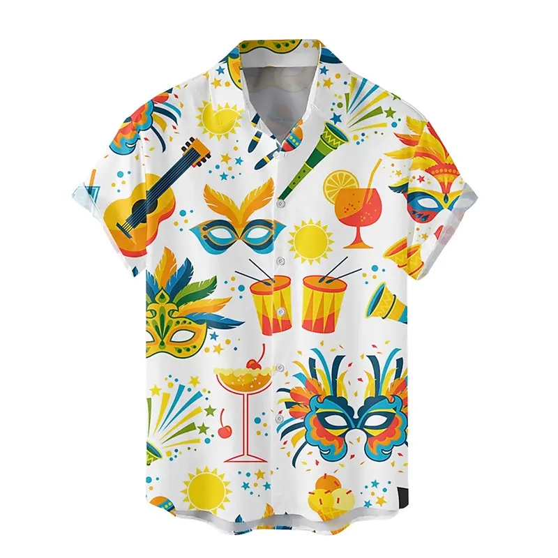 Chemise hawaïenne à manches courtes pour hommes, chemise à revers confortable, chemise de plage décontractée pour hommes, imprimé séparés eur, nouveau, 2024