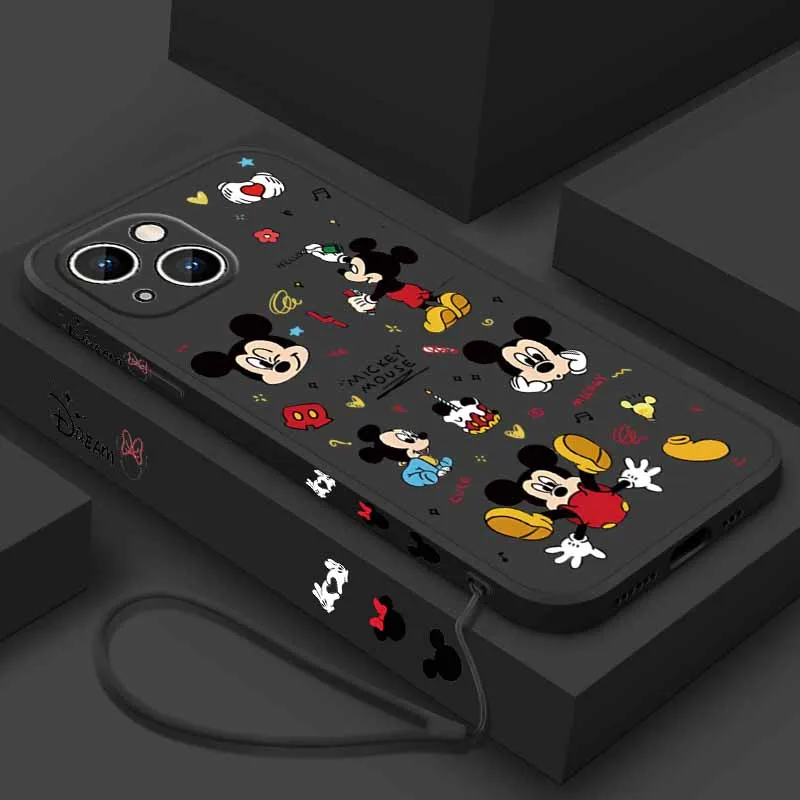 Disney Topolino Per Samsung Galaxy S25 S24 S23 S22 S21 S20 FE Lite Plus Ultra Liquido Corda Sinistra Cassa Del Telefono